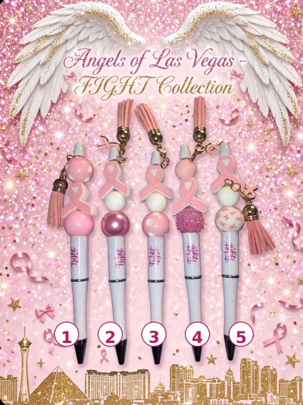 Angels of Las Vegas Breast Cancer Awareness Beaded Pens (1) - Picture 3 of 10